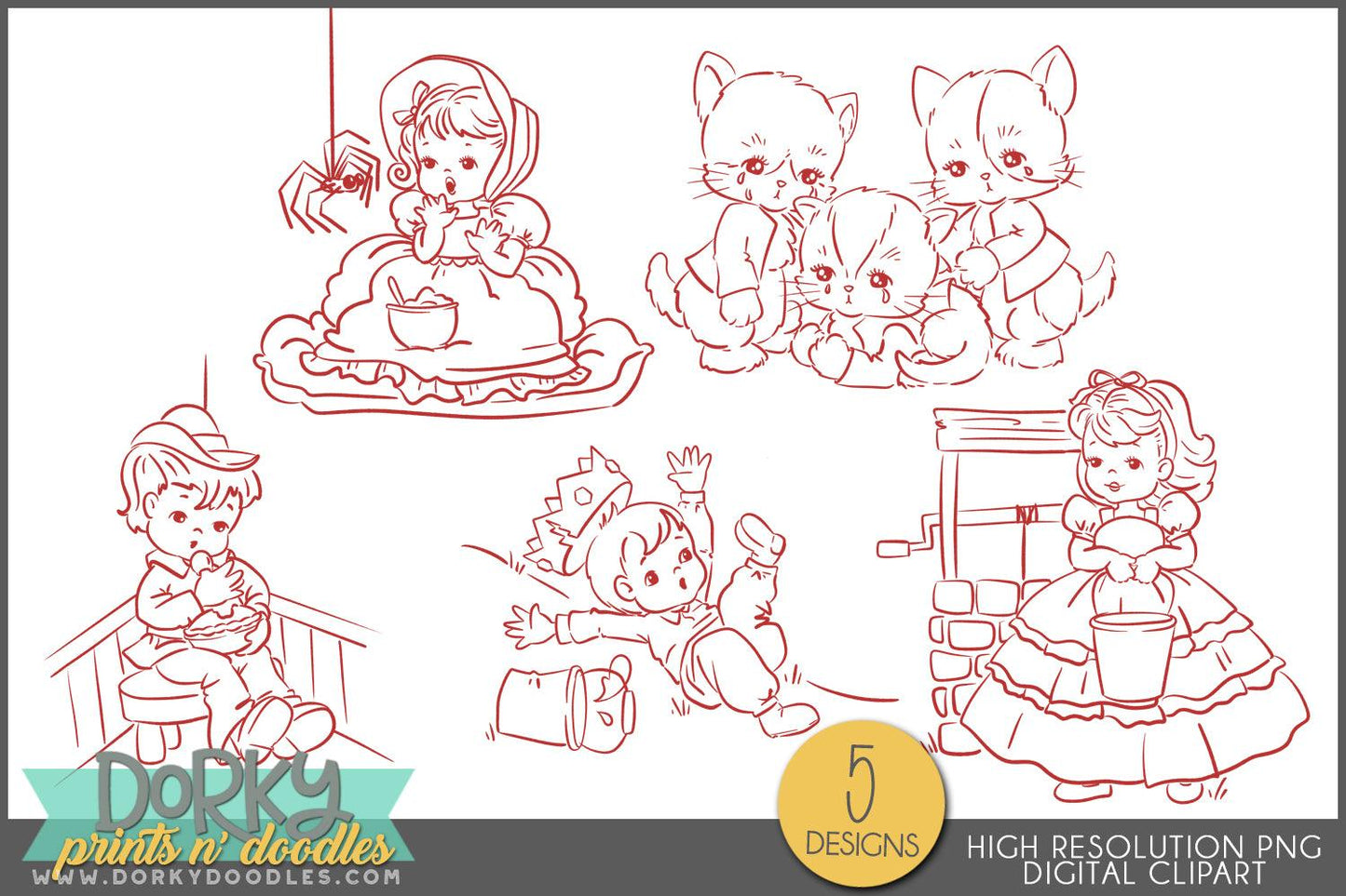 Vintage Nursery Rhyme Character Clipart - Dorky Doodles