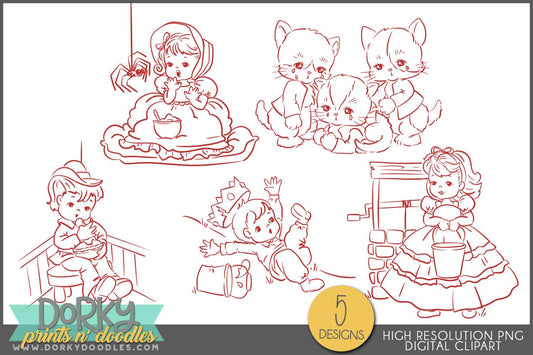 Vintage Nursery Rhyme Character Clipart - Dorky Doodles