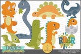 Whimsical Dinosaur Animals Clipart - Dorky Doodles