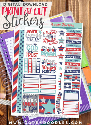 American Dream Print and Cut Planner Stickers