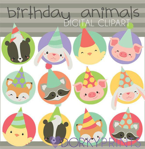 Animal Circles Birthday Clipart