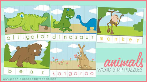 Animal Paper Puzzles Learning Printables