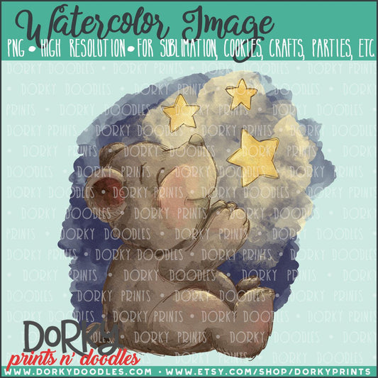 Baby Bear Stars Watercolor PNG