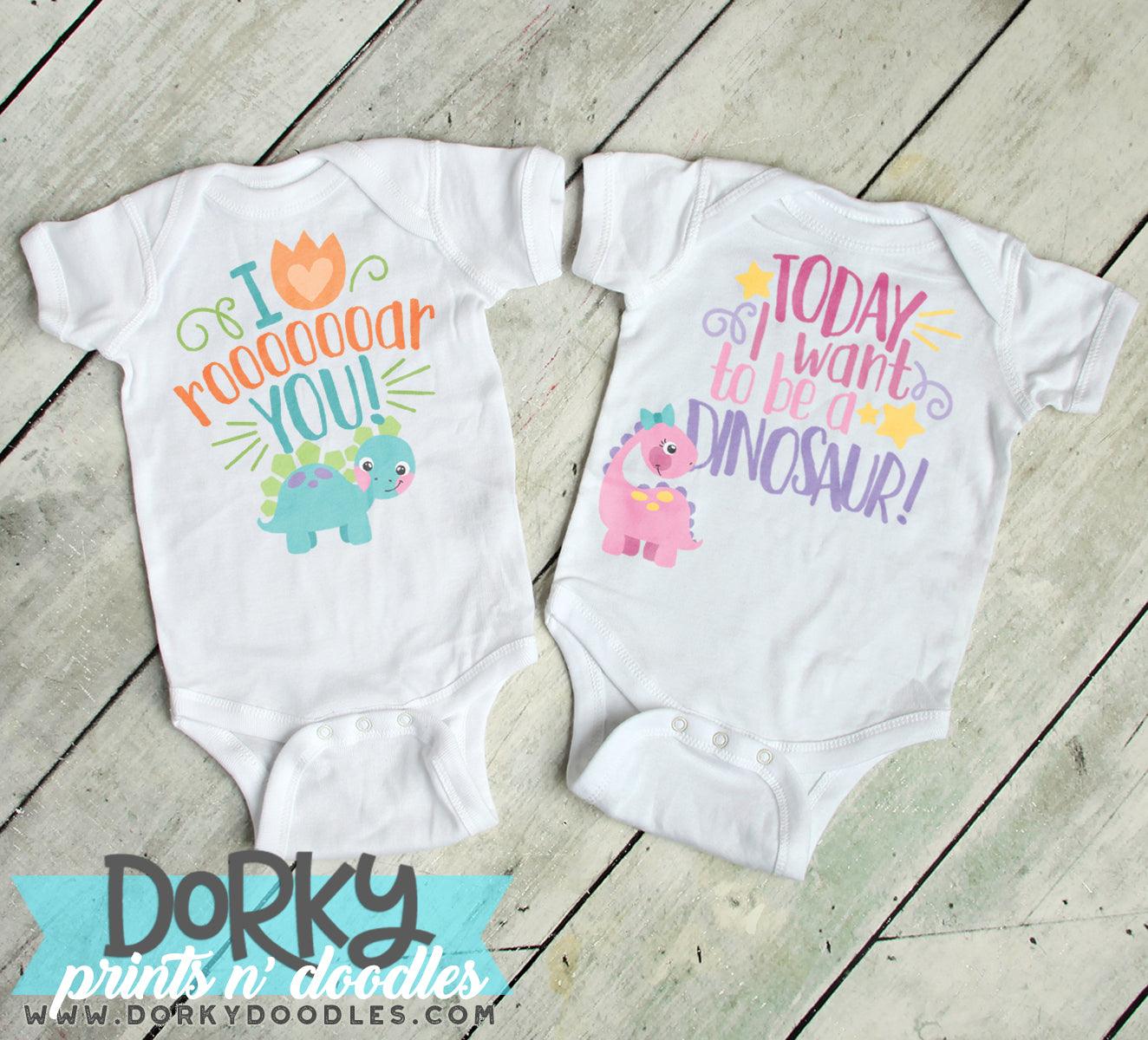 Baby Girl Dino Animals Clipart