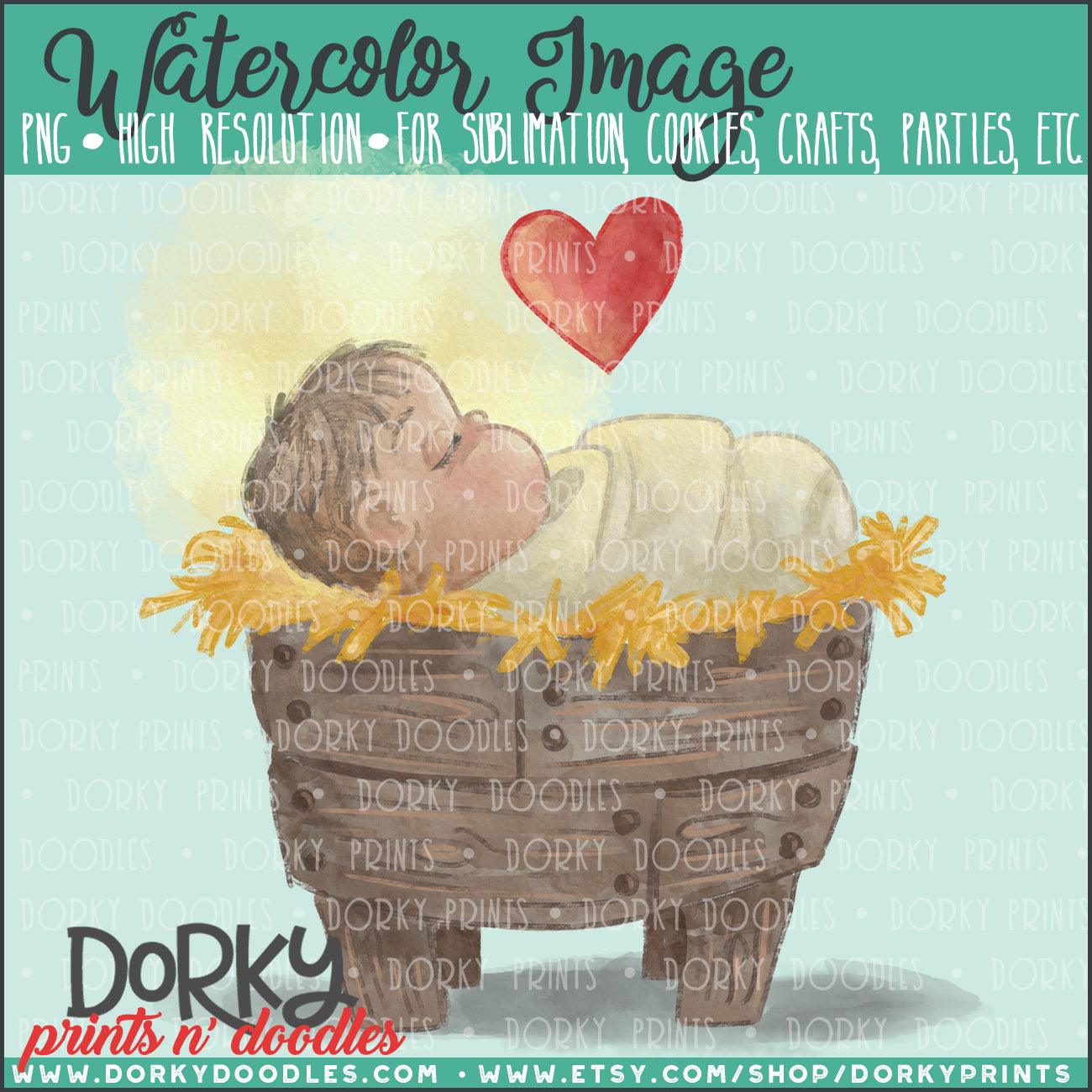 Baby Jesus Christmas Watercolor PNG