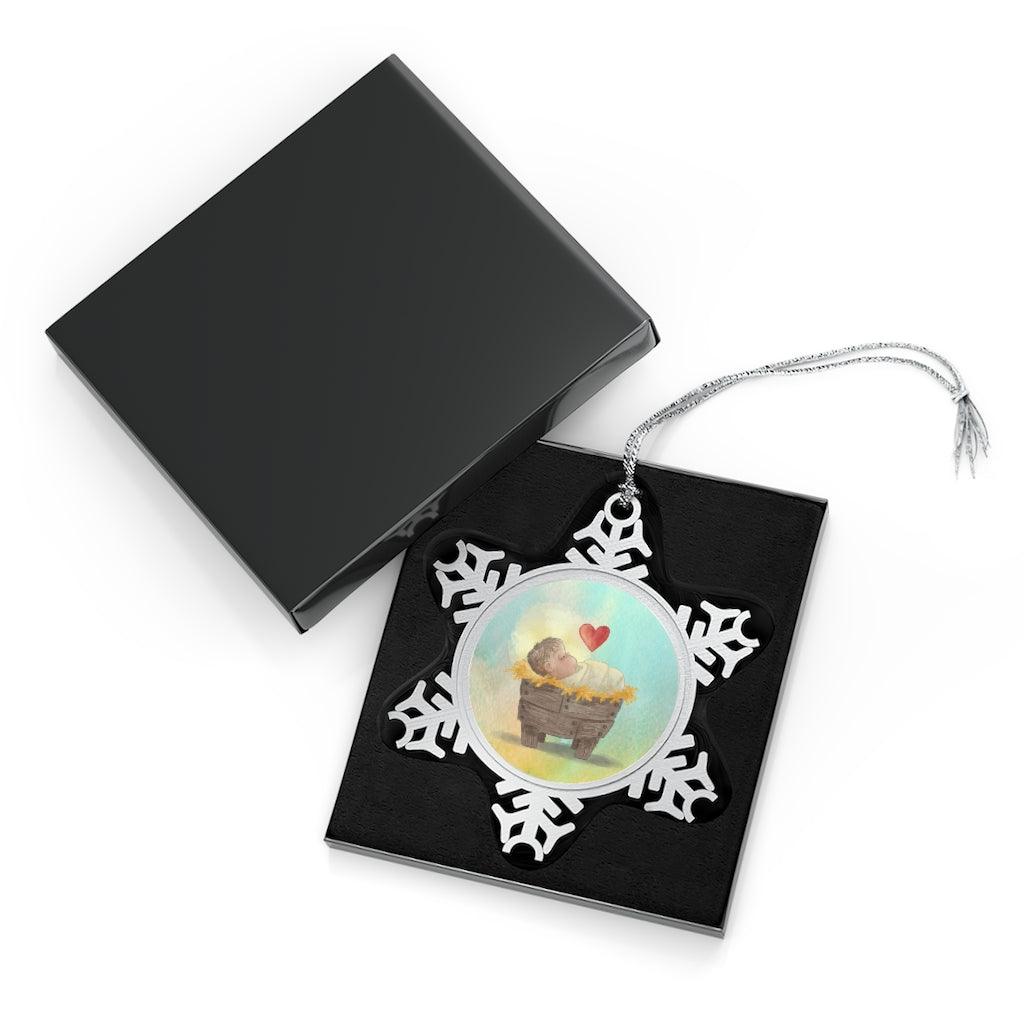Baby Jesus Pewter Snowflake Ornament