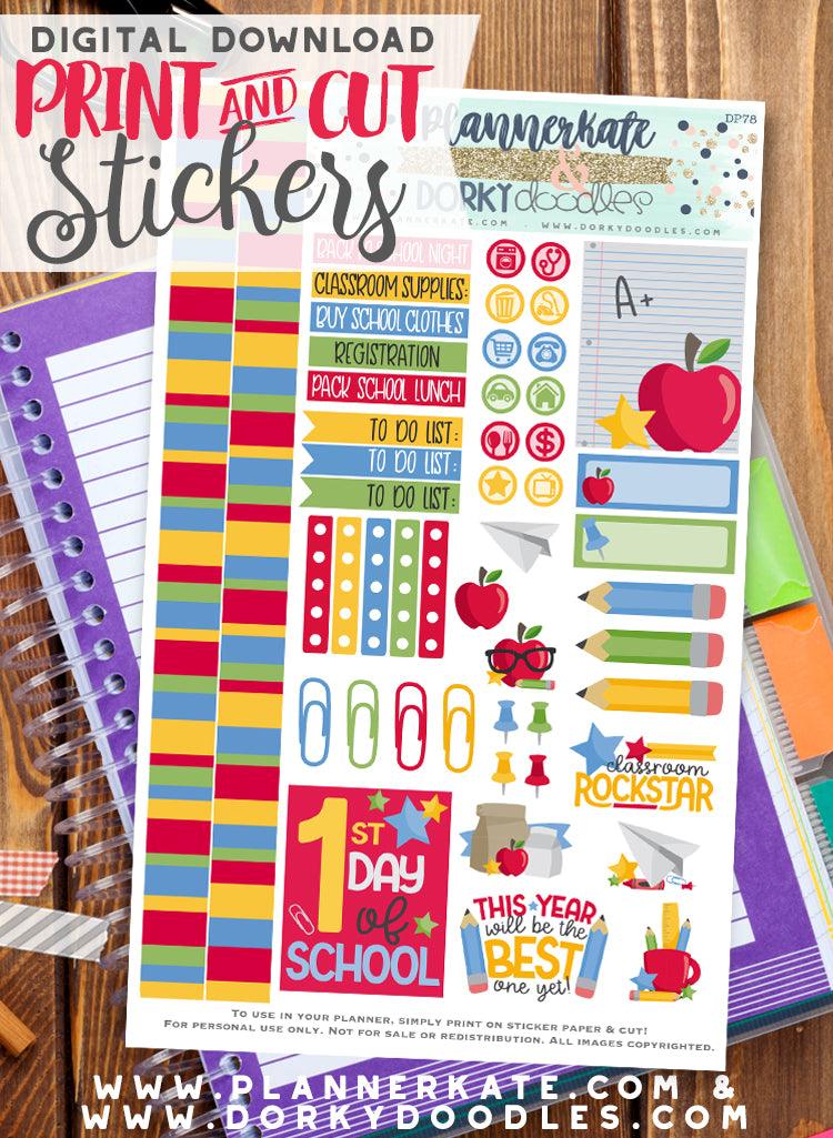 Back to School Print and Cut Planner Stickers
