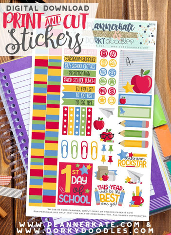 Back to School Print and Cut Planner Stickers