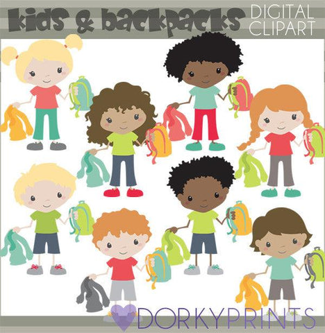 Backpack Kids School Clipart