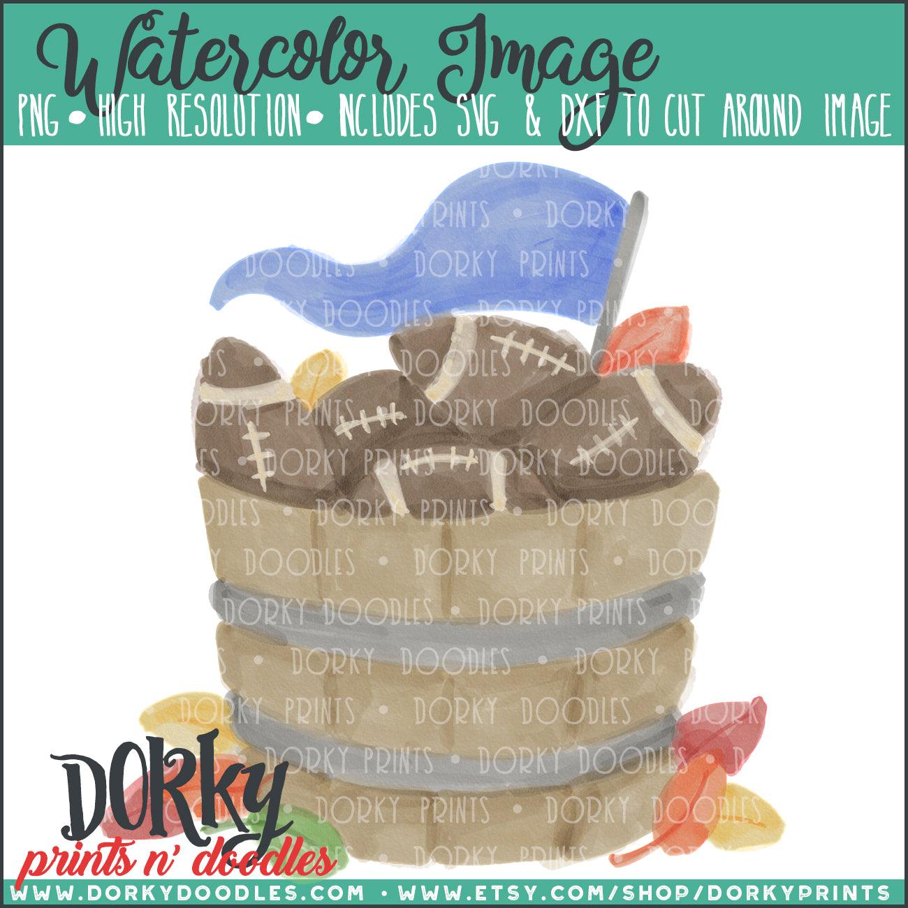 Barrel of Footballs Watercolor PNG