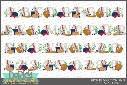 Baseball Alphabet Clipart - Dorky Doodles