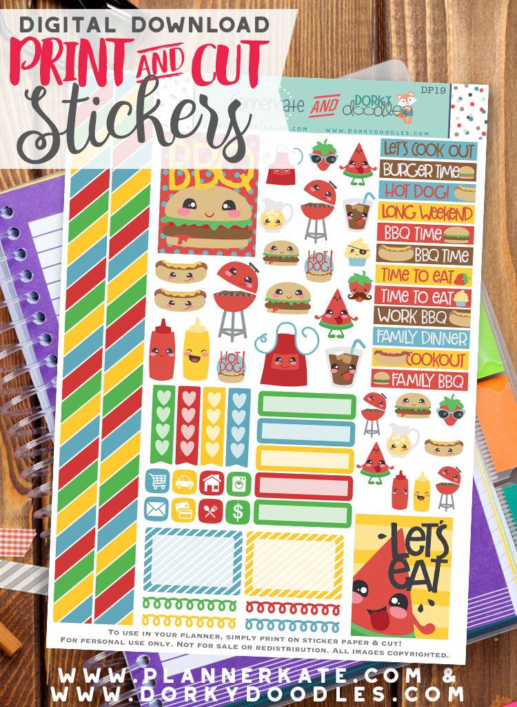 BBQ Print and Cut Planner Stickers