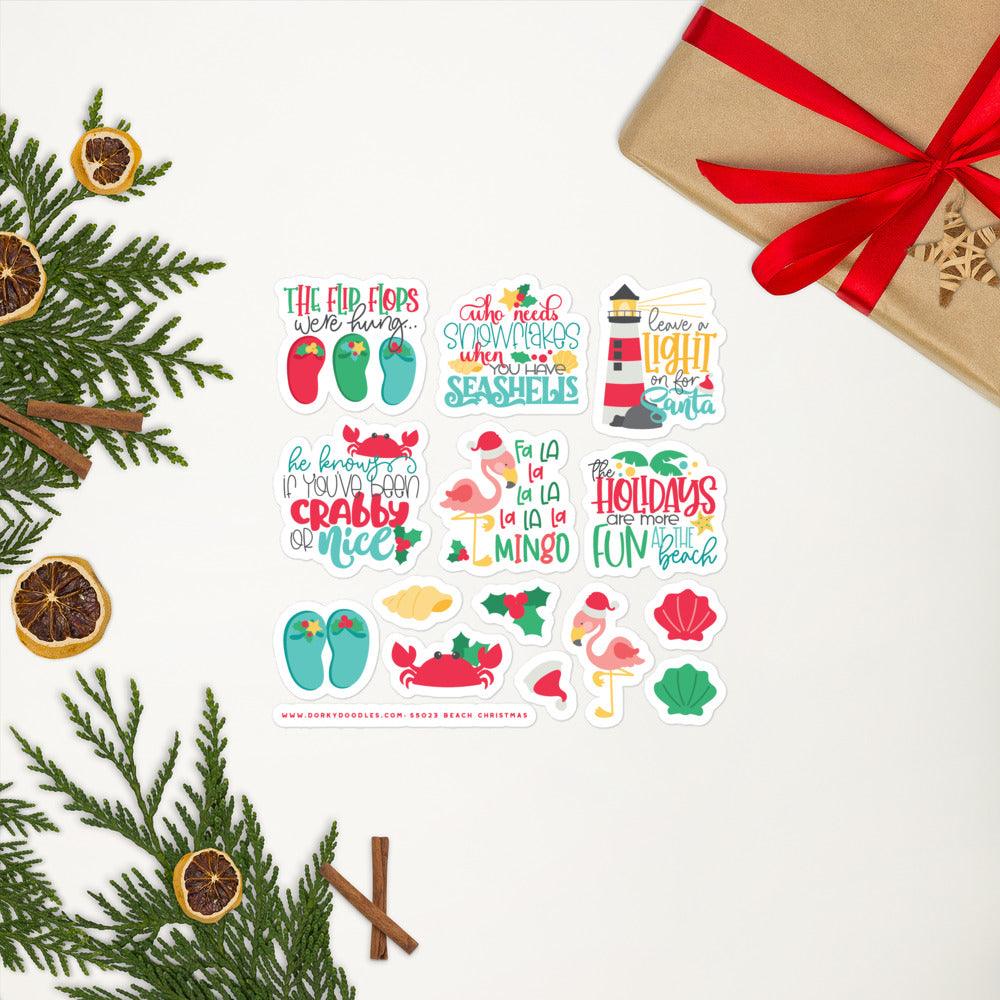 Beach Christmas Stickers Sheet