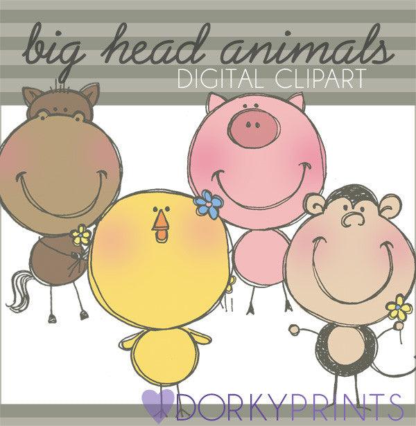 Big Head Animals Clipart