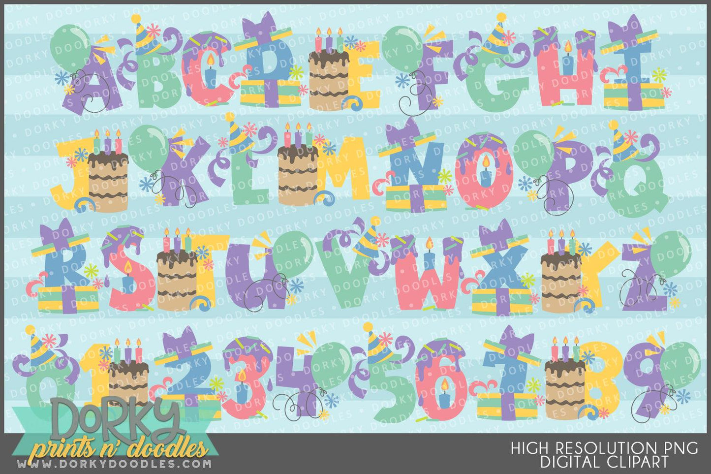 Birthday Alphabet Clipart