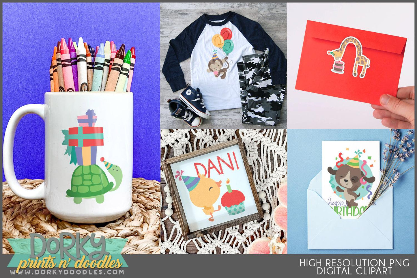 Birthday Celebration Animals Clipart