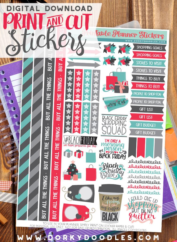 Black Friday Print and Cut Planner Stickers
