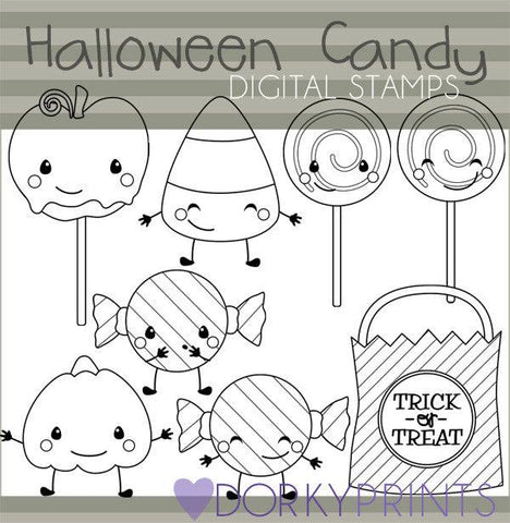 Black Line Candy Halloween Clipart
