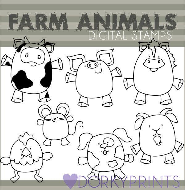 farm animal clip art black and white