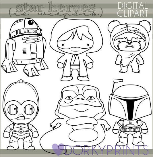 Black Line Star Heroes 2 Without Weapons Character Clipart