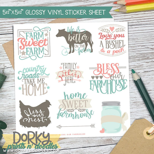Bless Our Farmhouse Stickers Sheet
