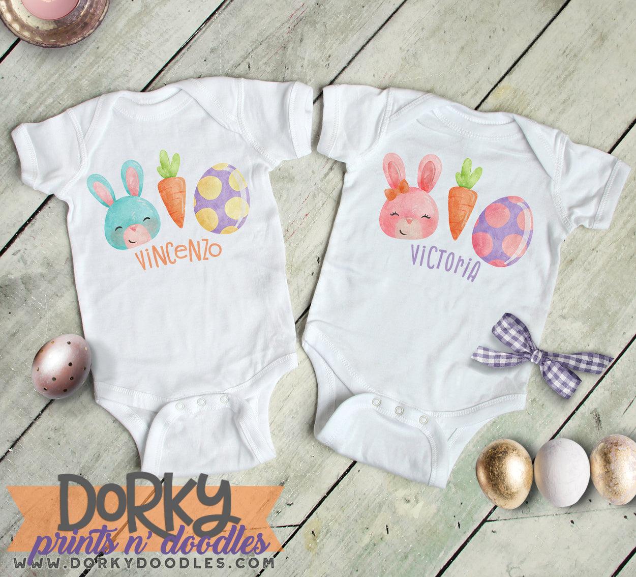 Blue Easter Bunny Trio Watercolor PNG
