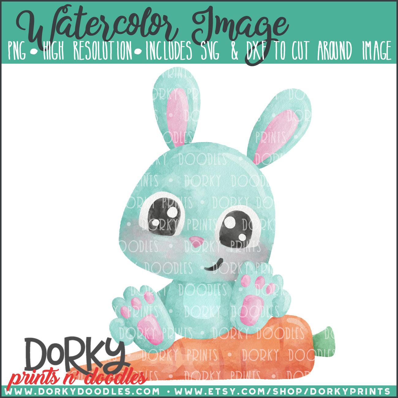 Blue Easter Bunny Watercolor PNG