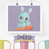 Blue Easter Bunny Watercolor PNG