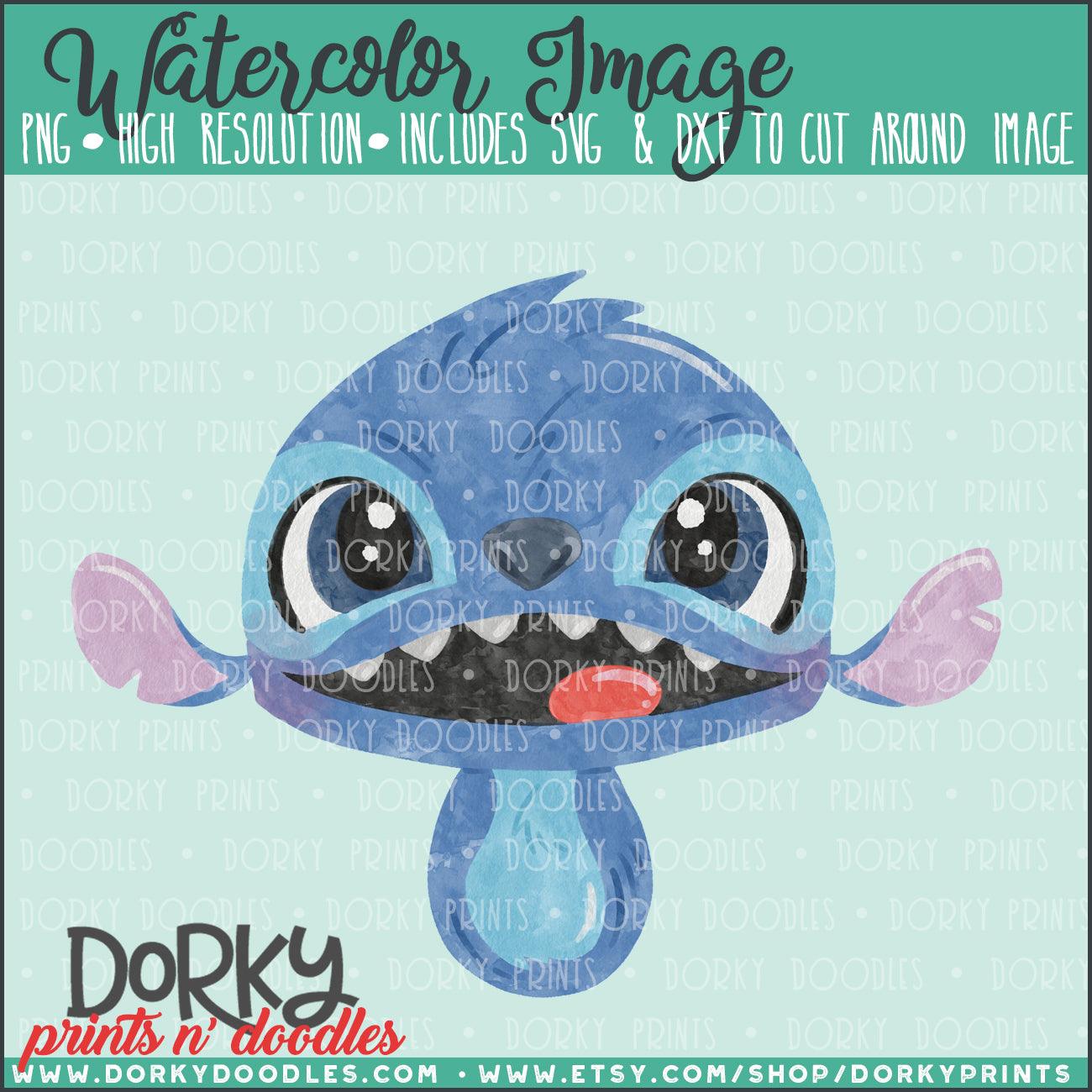 Blue Monster Watercolor PNG