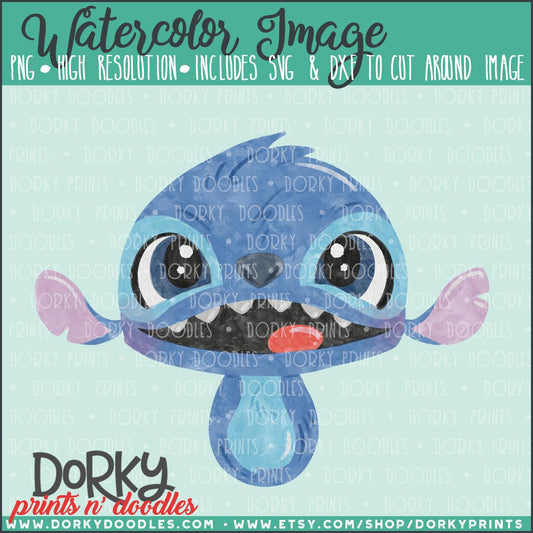 Blue Monster Watercolor PNG