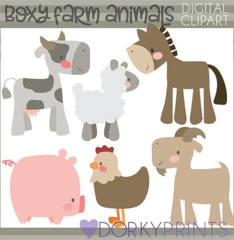 Boxy Farm Animals Clipart
