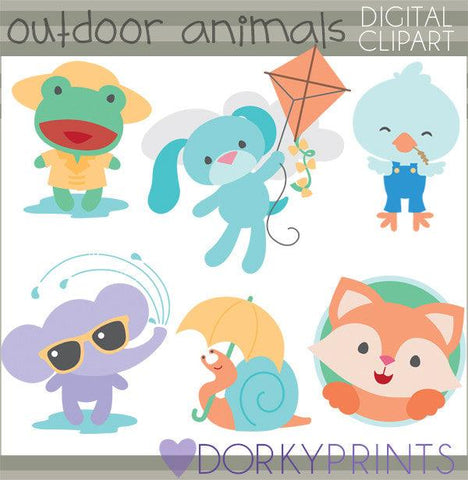 Boy Outdoor Animals Summer Clipart
