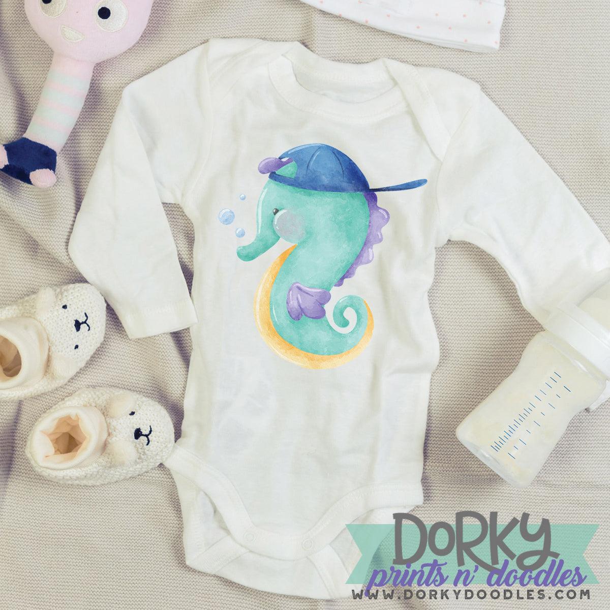 Boy Seahorse Watercolor PNG