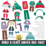 "Build a Class" Christmas and Winter ADD-ON set - 60 Pieces of School Clipart - Dorky Doodles