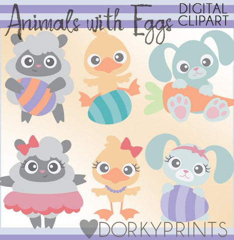 Bunny Duck and Sheep Spring Clipart