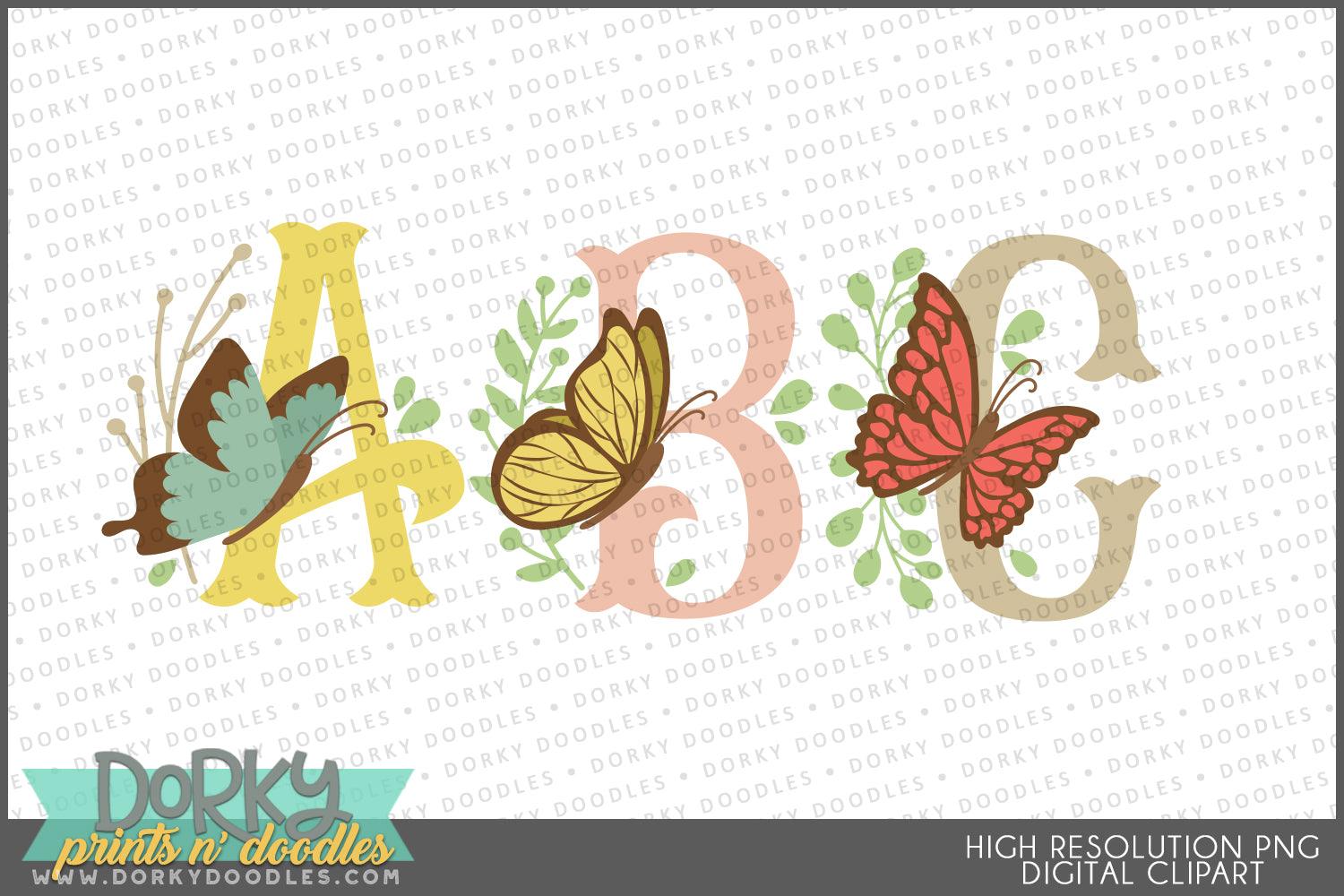 Butterfly Alphabet Clipart - Dorky Doodles
