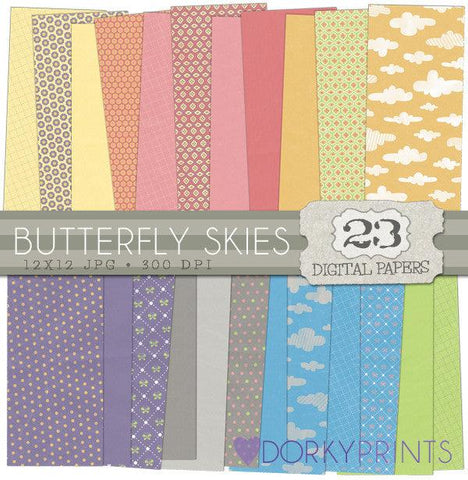 Butterfly Clouds Digital Paper Pack