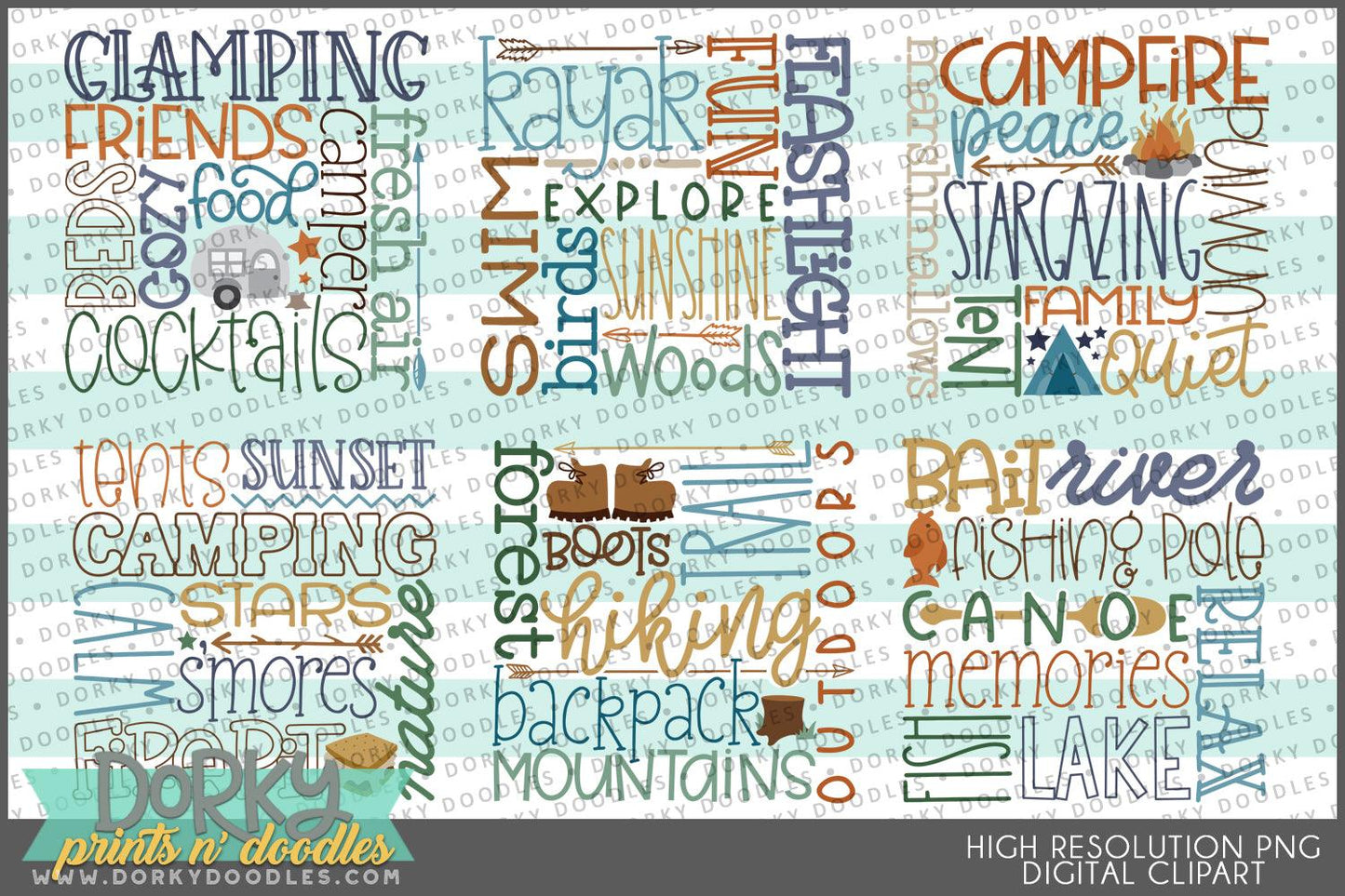 Camping Subway Art Summer Clipart - Dorky Doodles