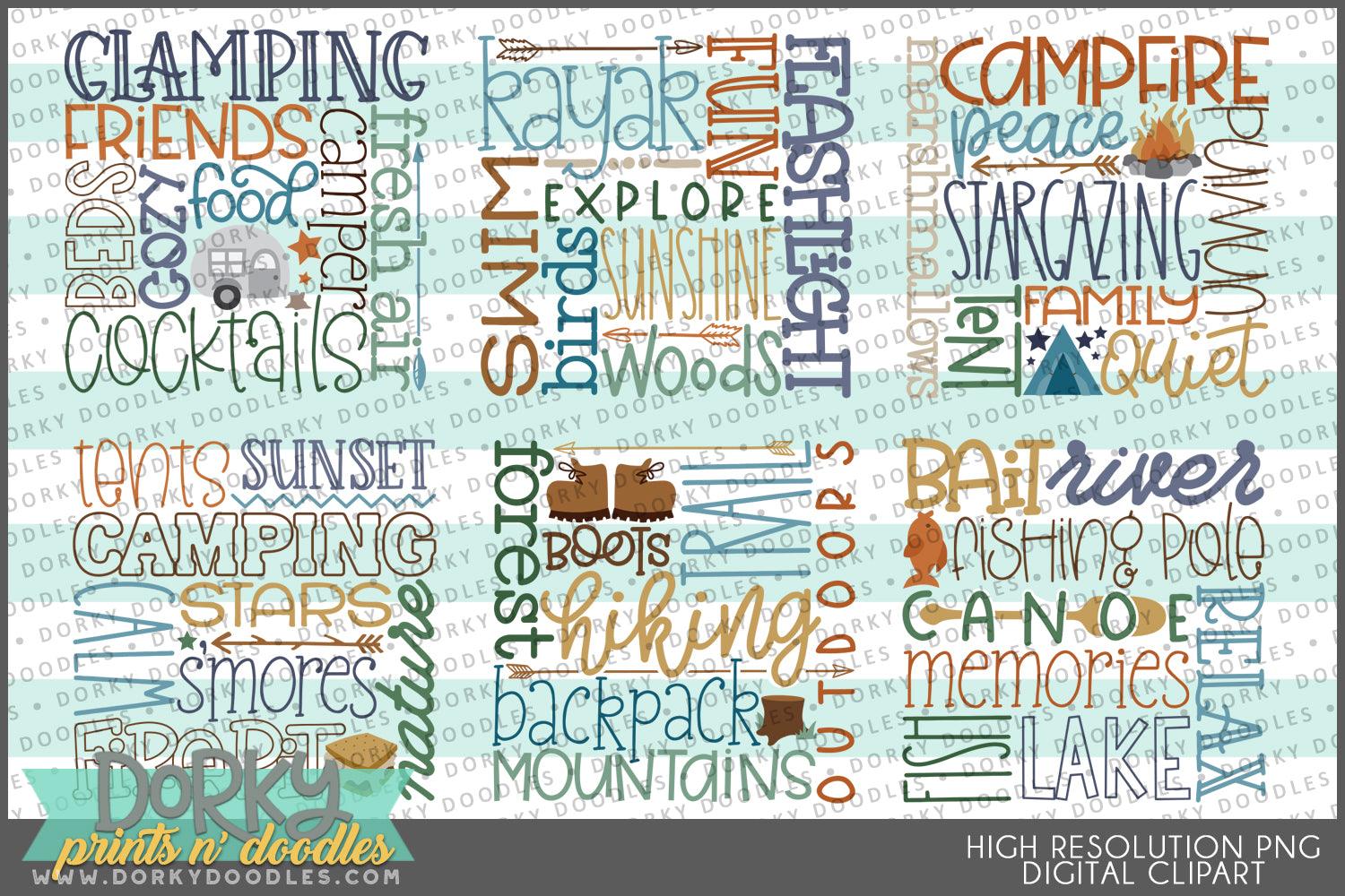 Camping Subway Art Summer Clipart - Dorky Doodles