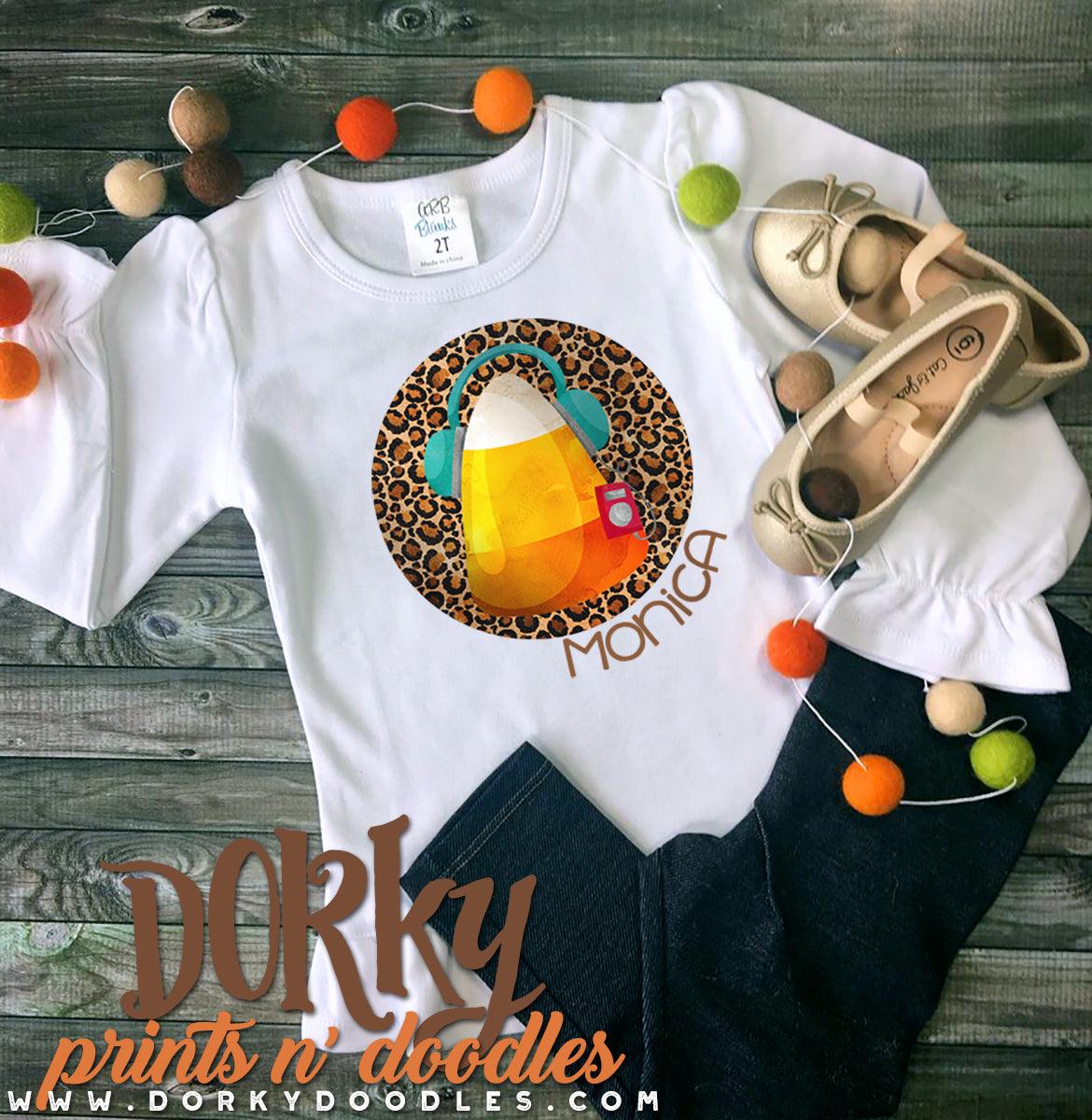 Candy Corn with Headphones Watercolor PNG