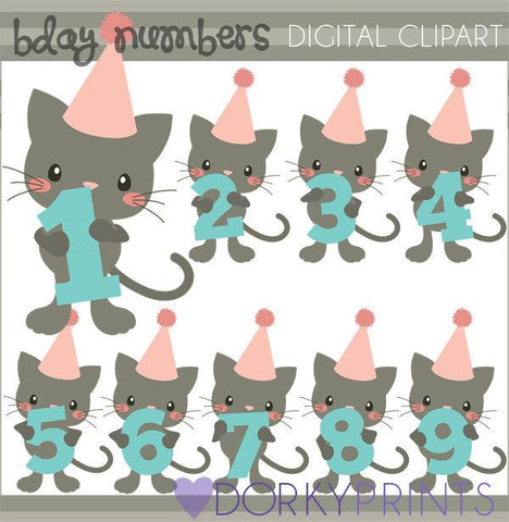Cat Numbers Birthday Clipart