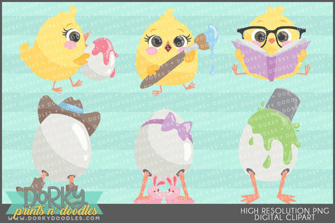 Chicks and Eggs Spring Clipart