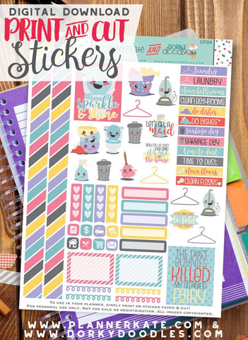 Chores Print and Cut Planner Stickers