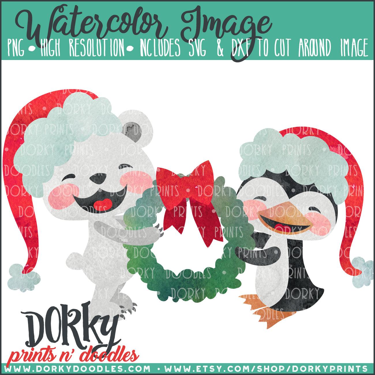 Christmas Animals Watercolor PNG