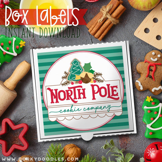Christmas Cookie Labels for Mini Pizza Box and Gifts - Printables - Dorky Doodles