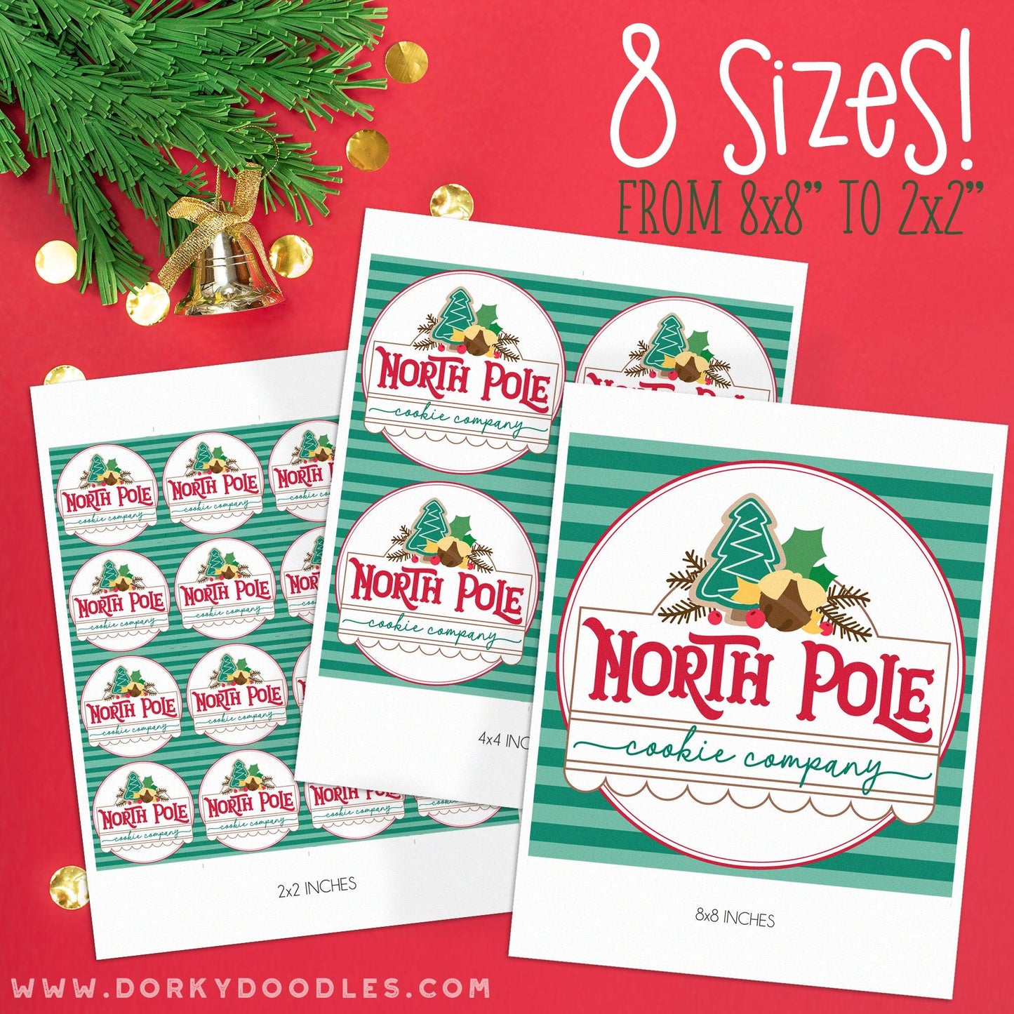 Christmas Cookie Labels for Mini Pizza Box and Gifts - Printables - Dorky Doodles