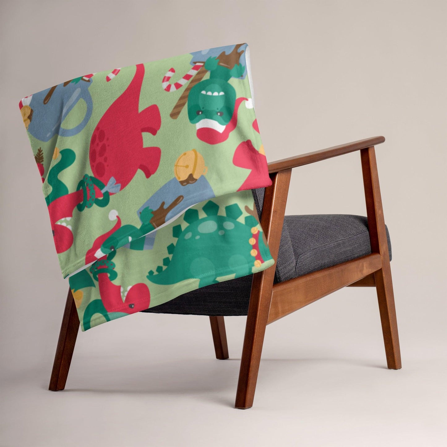 Christmas Dinosaurs Throw Blanket - Dorky Doodles
