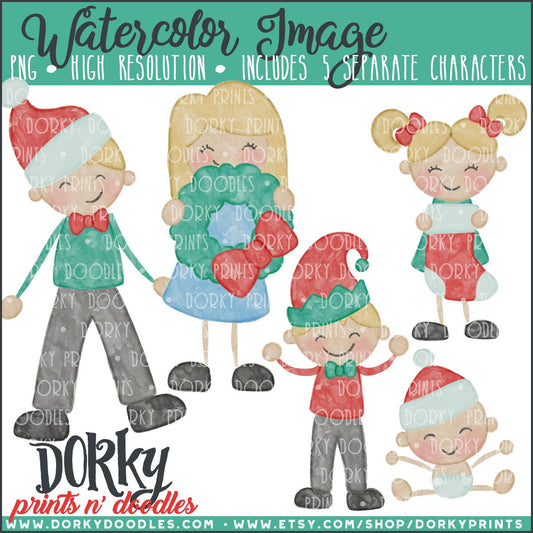 Christmas Family Members Watercolor PNG