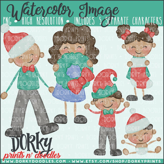 Christmas Family Members Watercolor PNG