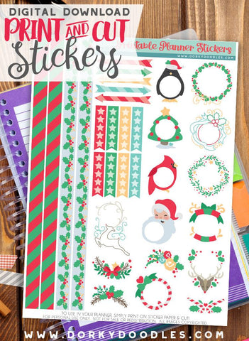 Christmas Frames Print and Cut Planner Stickers